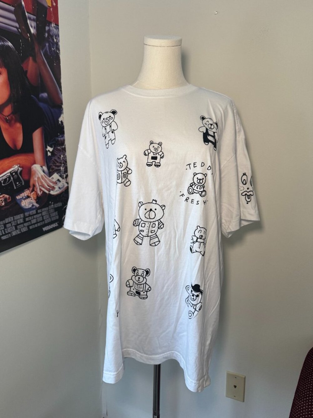 Teddy Fresh Black and White Teddy Bear Short Sleeve Tee Shirt